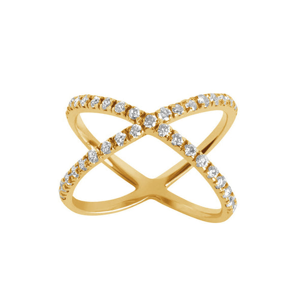 FJ0516 925 Sterling Silver Shinning CZ Crossover Ring