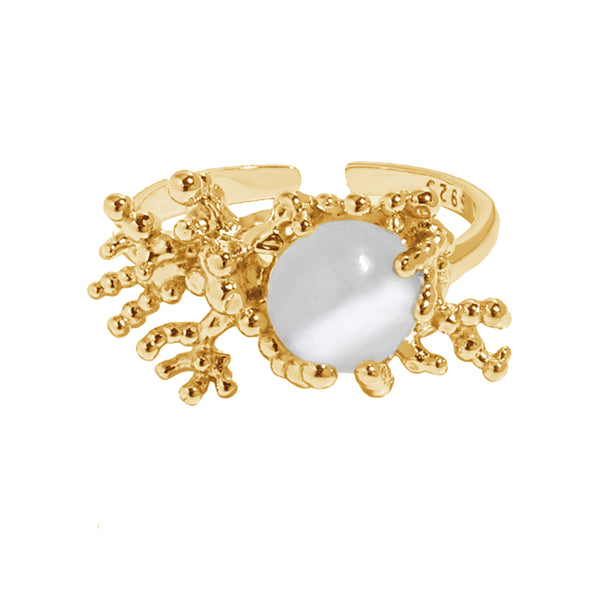 RHJ1070 925 Sterling Silver Coral Irregular Ring