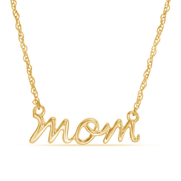 FX0491 925 Sterling Silver Gold Mom Pendant Necklace