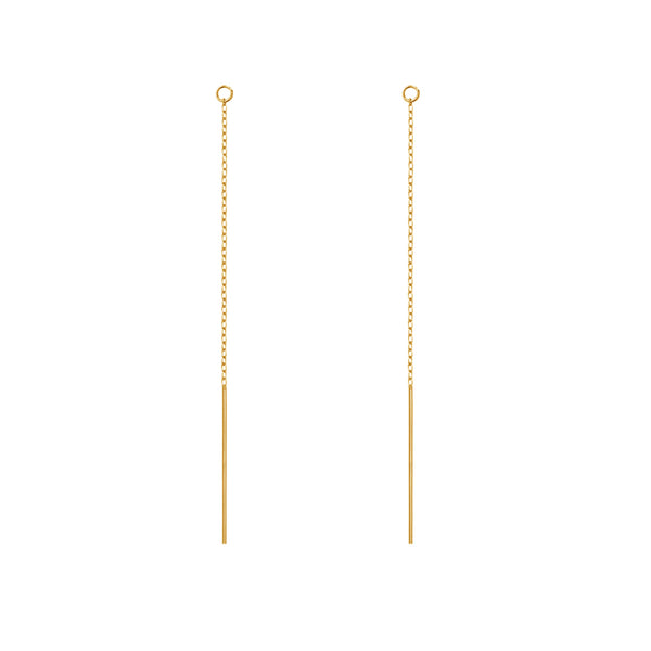 FE1407 925 Sterling Silver Long Chain Stud Earrings