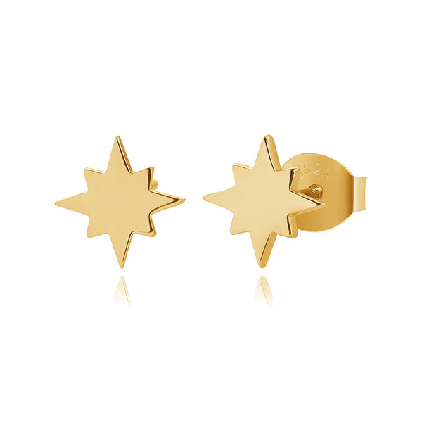FE0056 925 Sterling Silver Starburst Stud Earrings
