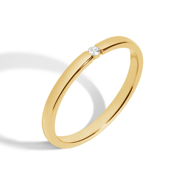 FJ0300 925 Sterling Silver Single Zircon Ring