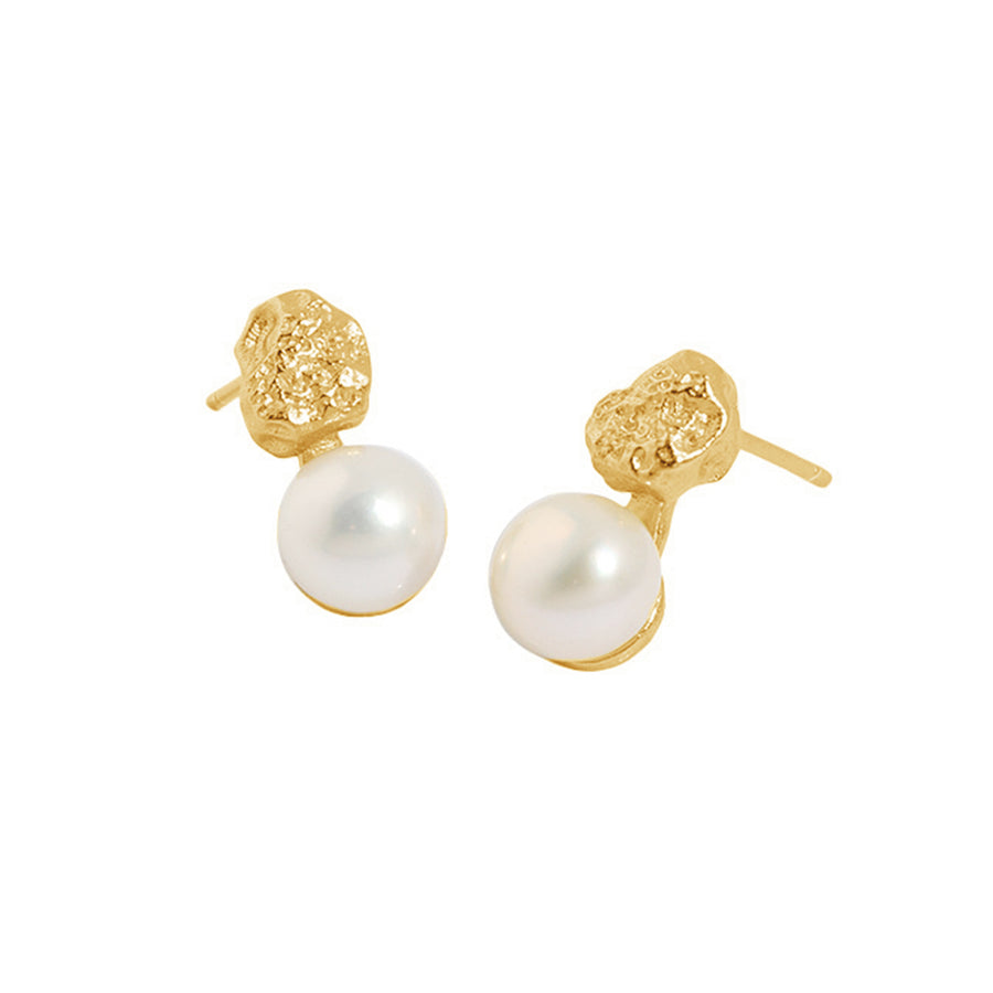 RHE1018 925 Sterling Silver Round Single Pearl Texture Stud