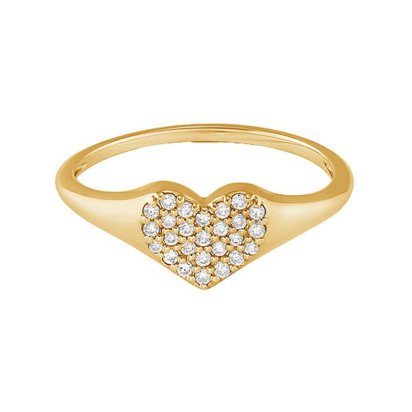 FJ0830 925 Sterling Silver Pave CZ Heart Signet Ring For Women