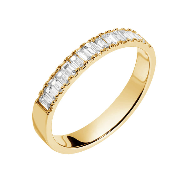 FJ0454 925 Sterling Silver Bold Half Diamond Baguette Ring