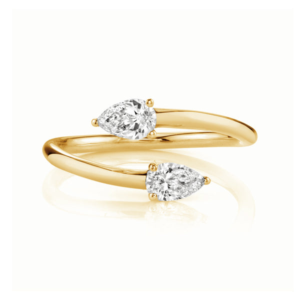 FJ0388 925 Sterling Silver Pear Zircon Claw Ring