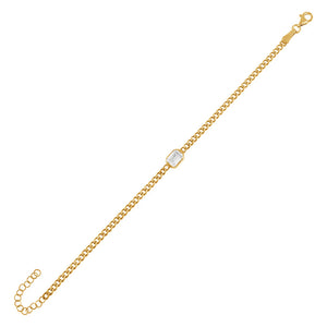FS0170 925 Sterling Silver Single Zircon Chain Bracelet