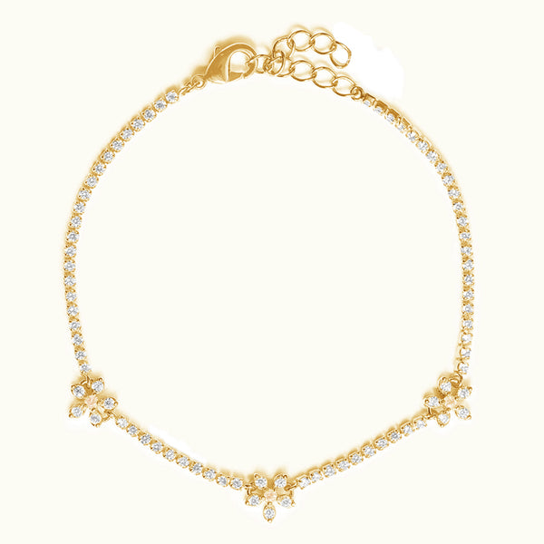 FS0226 925 Sterling Silver Floral Pave Zircon Bracelet