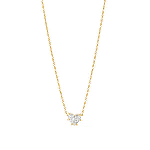 FX0451 925 Sterling Silver Heart Zircon Pendant Necklace