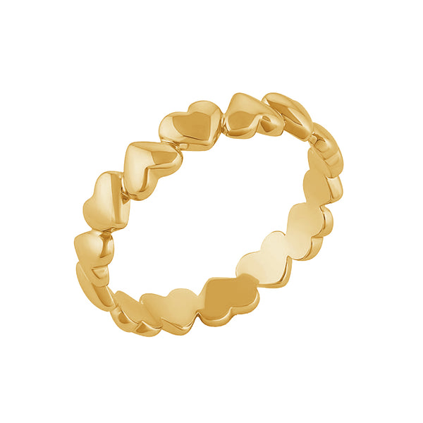 FJ0828 925 Sterling Silver Dainty Gold Puffy Heart Women Rings