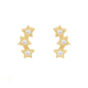 FE1564 925 Sterling Silver Trio Star Zircon Stud Earrings
