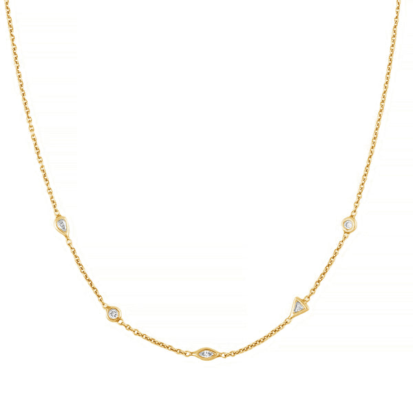 FX0559 925 Sterling Silver Diamond Spaced Choker Necklace