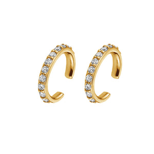 FE1014 925 Sterling Silver Diamond Bezel Earrings Cuff