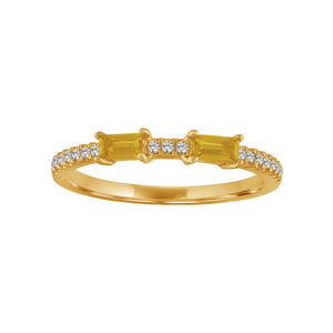 FJ0671 925 Sterling Silver Citrine Cubic Zircon Band Ring
