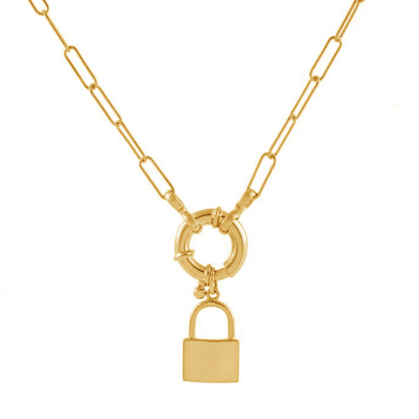 FX0346 925 Sterling Silver Lock Chain Necklace
