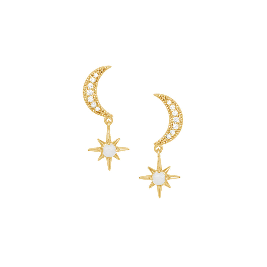 FE1116 Moon & Star Stud Earrings