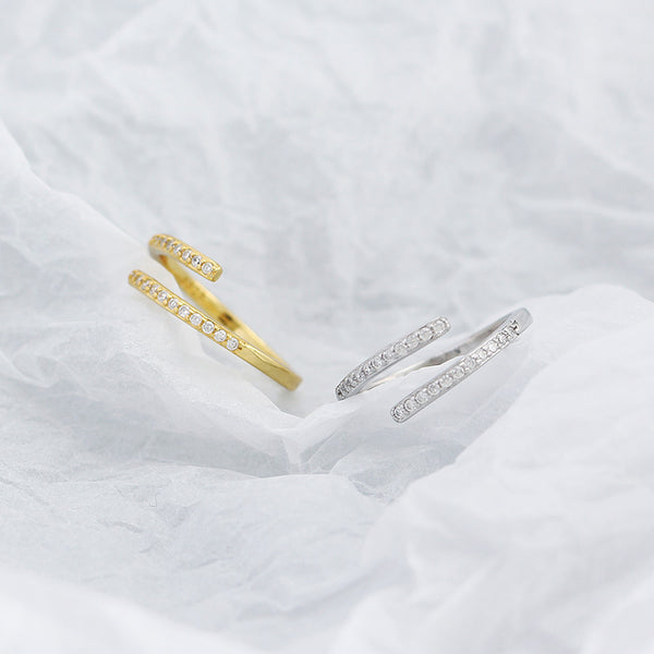 TYJ0327 925 Sterling Silver Wrap Cubic Zirconia Adjustable Rings