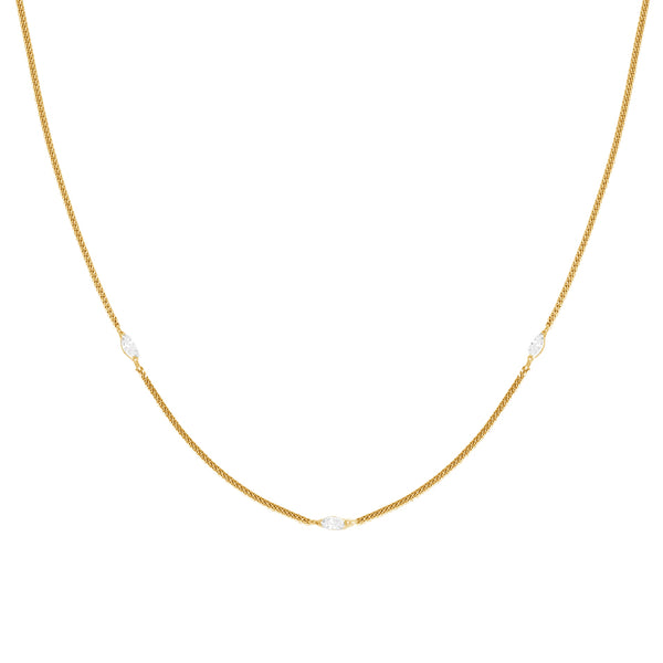 FX0920 925 Sterling Silver Marquis Set Cubic Zirconia Rope Necklace