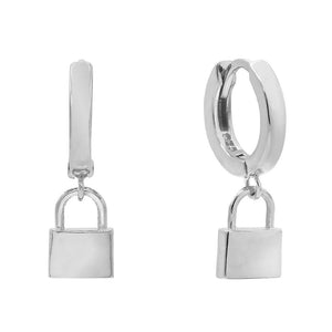 FE0460 925 Sterling Silver Lock Hoop Earrings