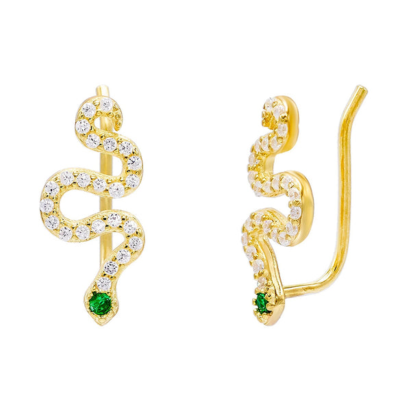 FE0579 925 Sterling Silver Snake Zircon Earrings
