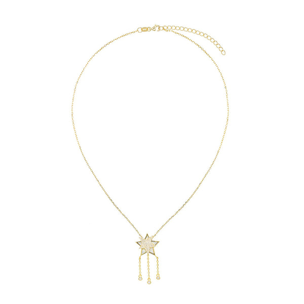FX0233 925 Sterling Silver Star Tassel  Necklace