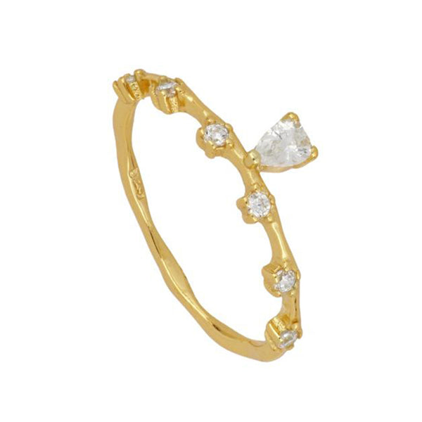 FJ0182 925 Sterling Silver Zircon Dangle Ring