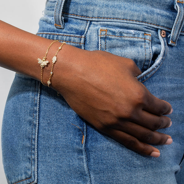 FS0069 925 Sterling Silver Bee Zircon Bracelet