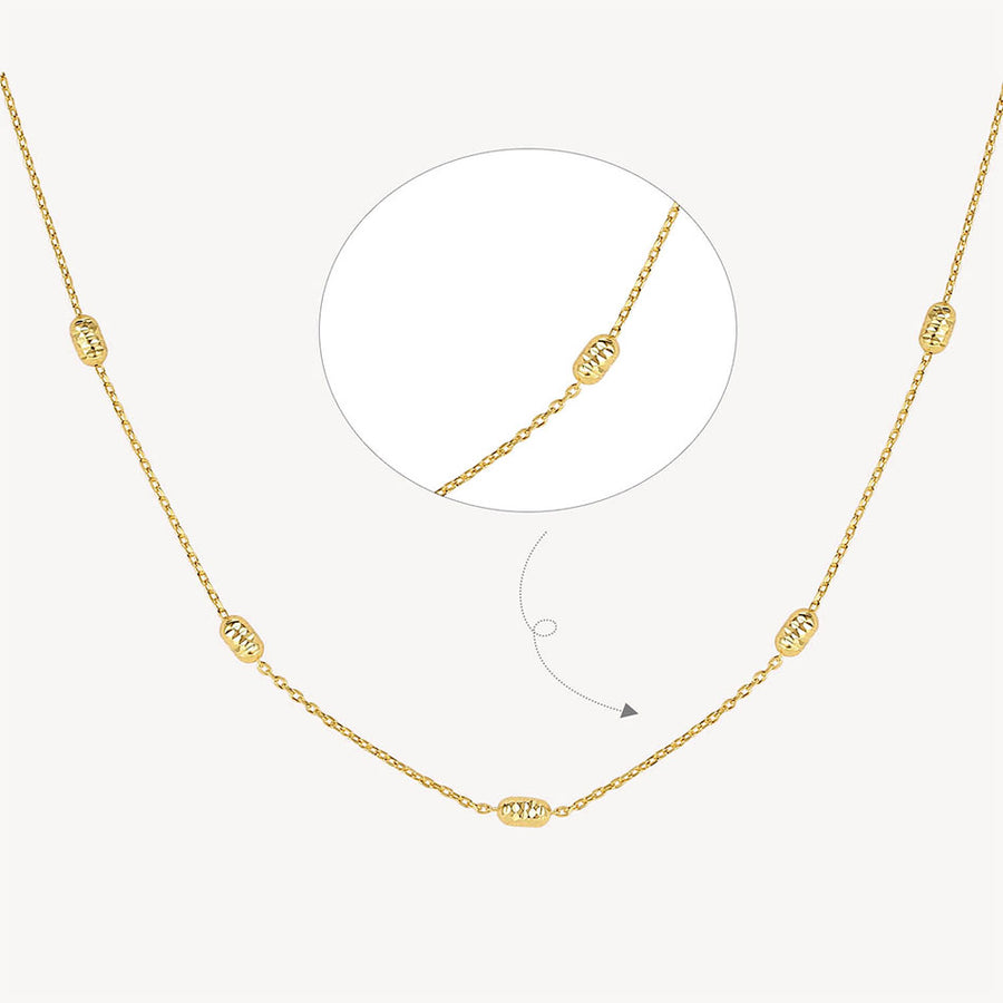 FX0780 925 Sterling Silver Gold Bead Chain Necklace