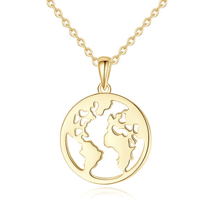 FX0001 925 Sterling Silver World Map Necklace