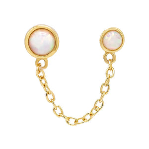 FE0493 Opal Chain Stud Earrings