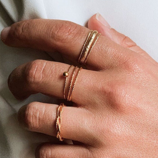 FJ0146 925 Sterling Silver Layered Beaded Ring