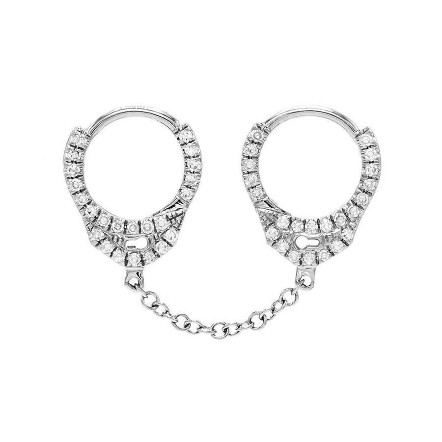 FE0518 925 Sterling Silver Handcuff Chain Huggie Earrings