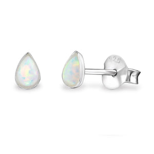 FE0157 925 Sterling Silver Moonstone Droplet Stud Earrings