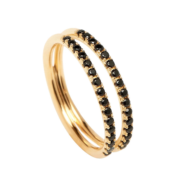 FJ0202 925 Sterling Silver Black Zircon Ring