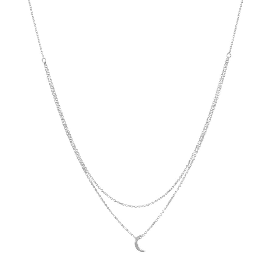 FX0296 925 Sterling Silver Layered Moon Necklace