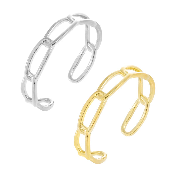 FJ0179 925 Sterling Silver Chain Open Ring