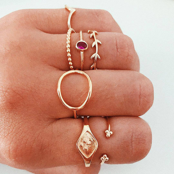 FJ0195 925 Sterling Silver Leaf Ring