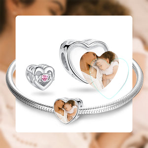 XPPY1098 925 Sterling Silver Mon Heart Engrave Photo Charms