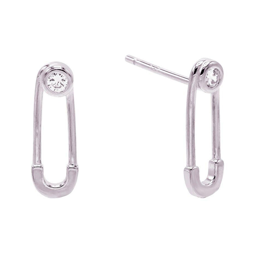 FE0480 925 Sterling Silver Safety Pin Stud Earrings
