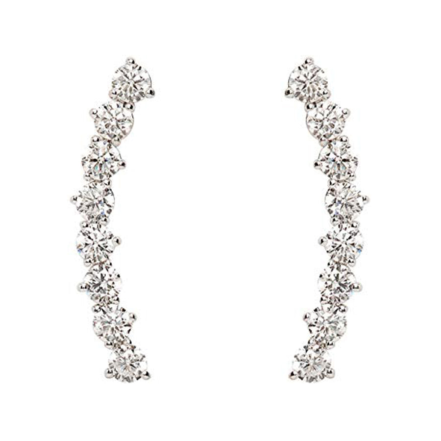 GG1058 925 Sterling Silver Sparkle CZ Climb Stud Earring