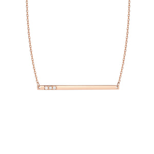 FX0086 925 Sterling Silver Gold Bar Necklace With Diamonds