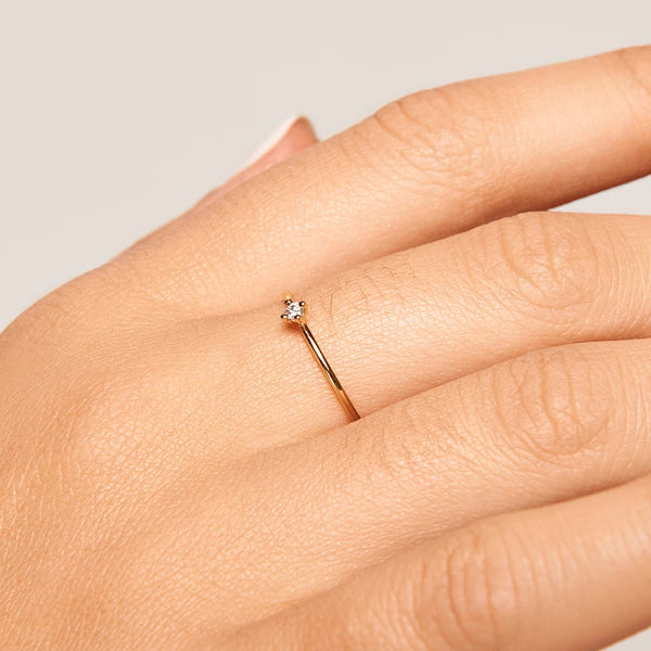 FJ0211 925 Sterling Silver Single Diamond Ring