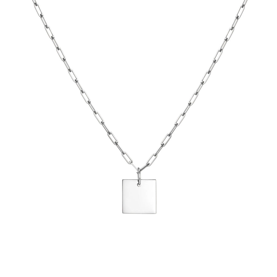 FX0073 925 Sterling Silver Square Pendant Necklace