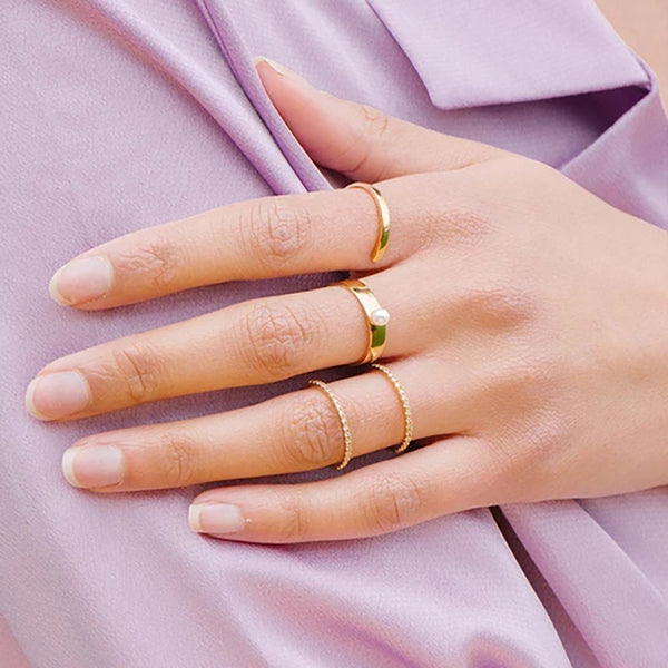 FJ0035 925 Sterling Silver Pearl Signet Open Ring