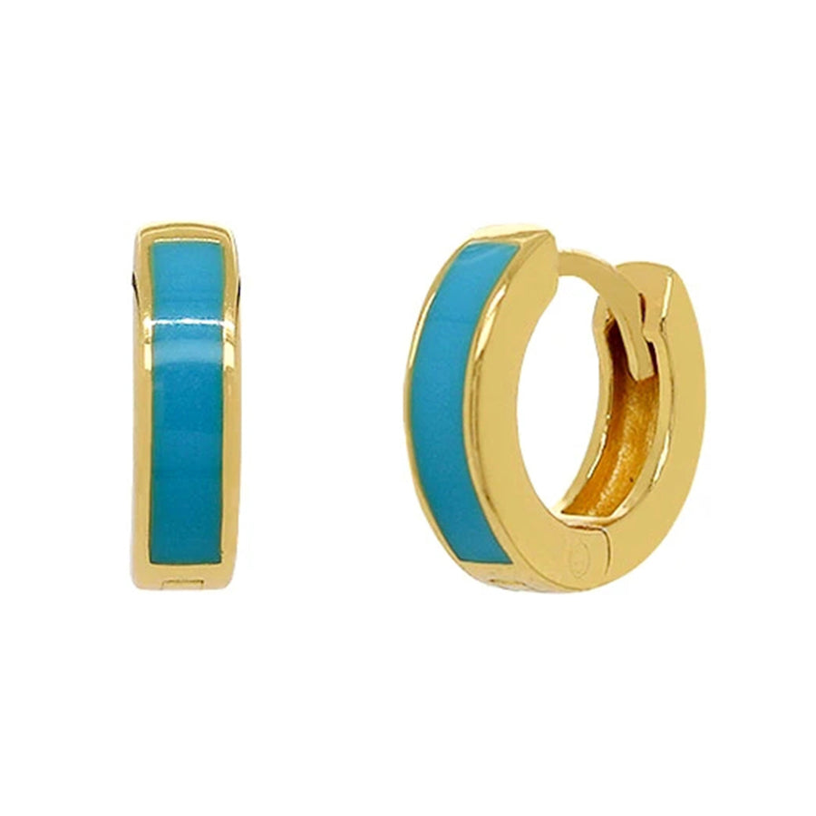 FE0088 Turquoise Enamel Hoop Earrings
