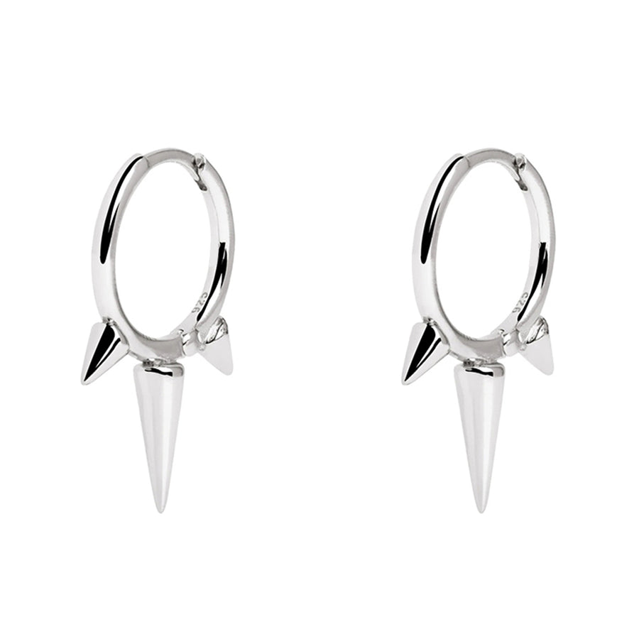 FE0622 925 Sterling Silver Spike Hoop Earrings