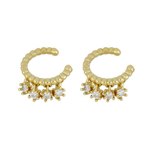 FE0648 925 Sterling Silver Diamond Charming Earrings Cuff