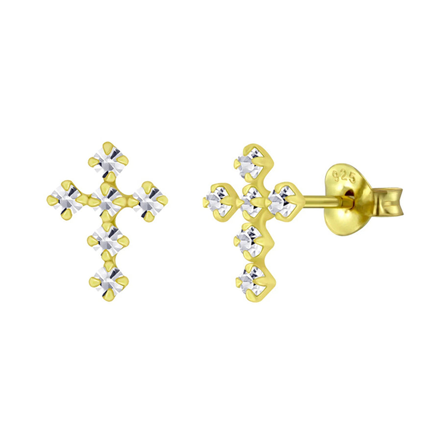 FE0141 925 Sterling Silver Stunning Cross Stud Earrings