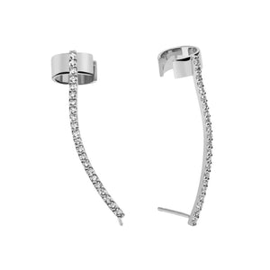 FE0281 925 Sterling Silver Diamond Ear Cuff Earrings