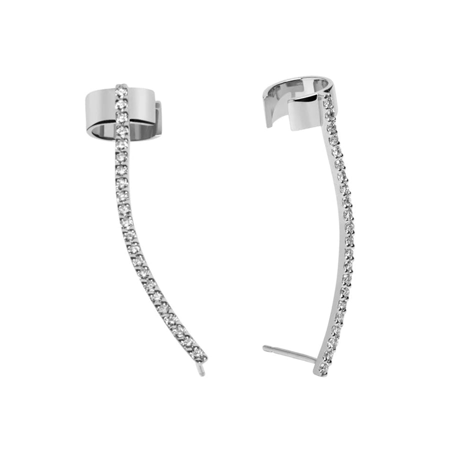 FE0281 925 Sterling Silver Diamond Ear Cuff Earrings